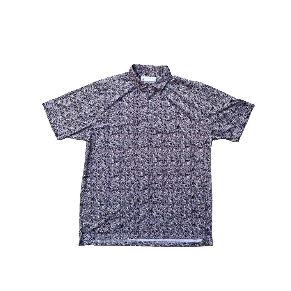 Donald Ross Golf Polo Shirt Men's XL Performance Stretch Paisley Pink Deer Logo